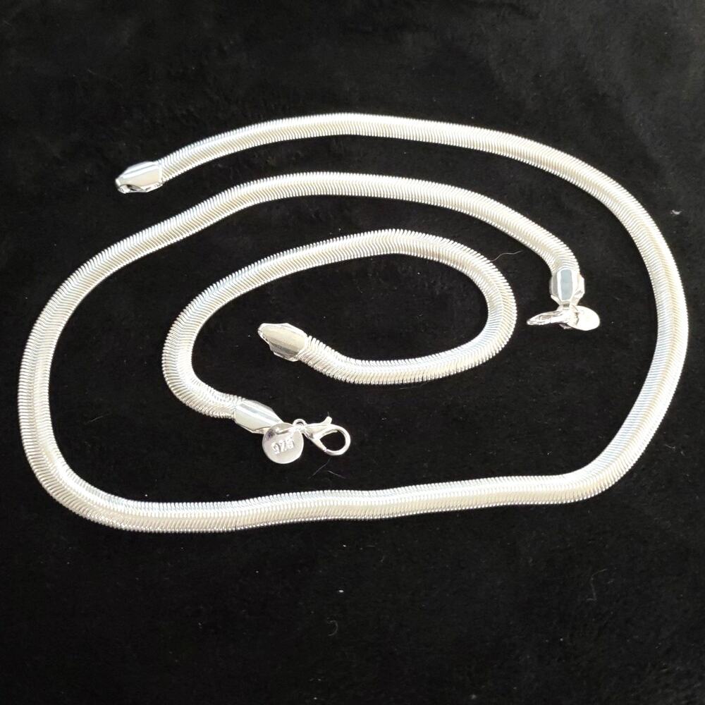 925 Sterling Silver Necklace & Bracelet Set Snake Chain Christmas Birthday Gift